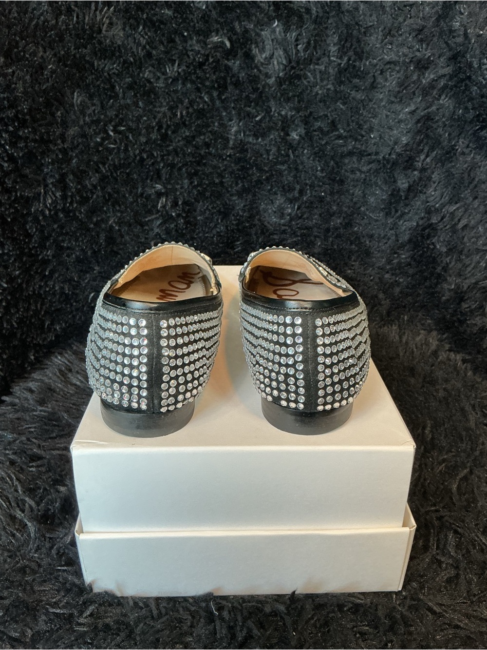 Sam Edelman Black Crystal-Studded Women's Slip-On Loafers - Picture 5 of 6
